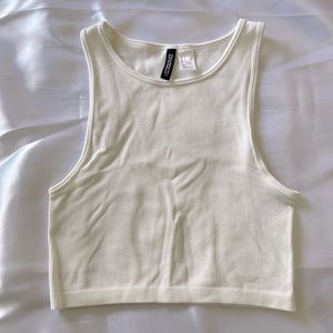 White High-Neck Cropped Tank